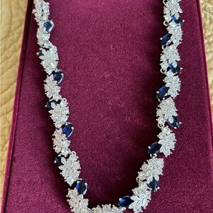 Jackie Kennedy Faux Sapphire Diamond Rhinestone Necklace - Camrose & Kross